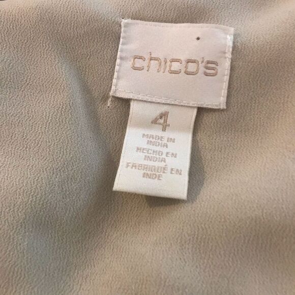 Chico's Sheer Cream Blouse with Beaded Fringe Detail Women Size XXL Embroidered - Picture 11 of 12